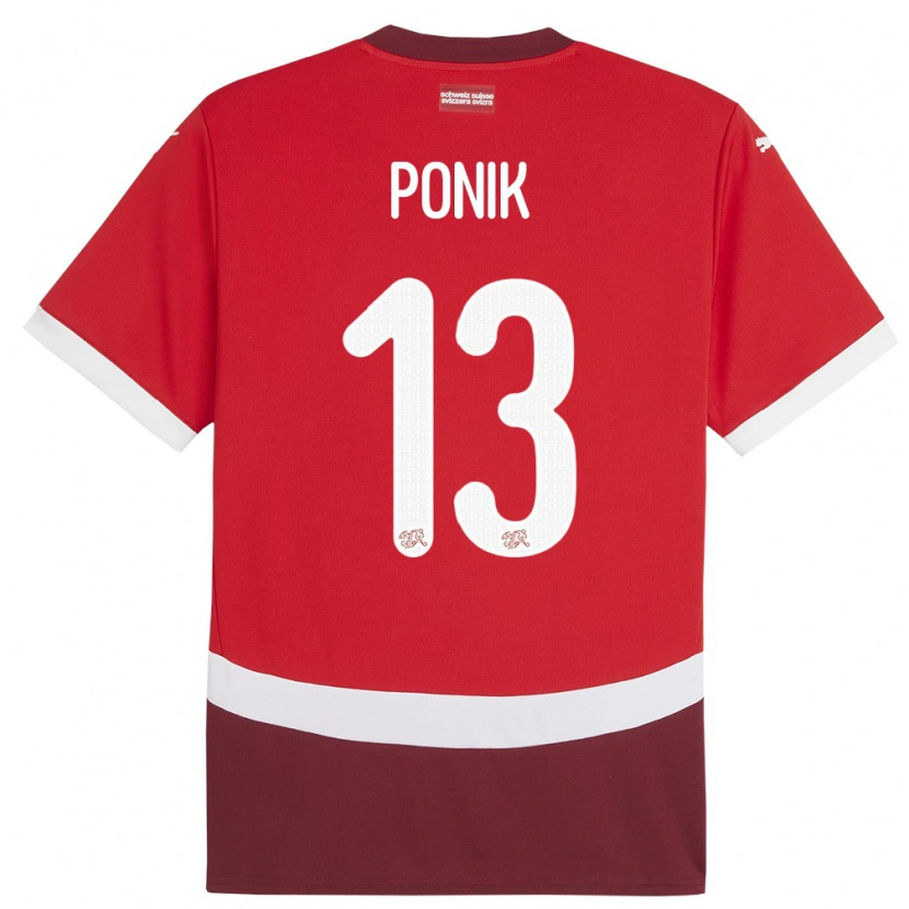 Danxen Børn Schweiz Gentian Ponik #13 Rød Hjemmebane Spillertrøjer 24-26 Trøje T-Shirt