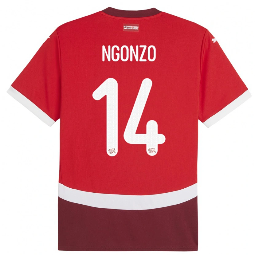 Danxen Børn Schweiz Dircssi Ngonzo #14 Rød Hjemmebane Spillertrøjer 24-26 Trøje T-Shirt