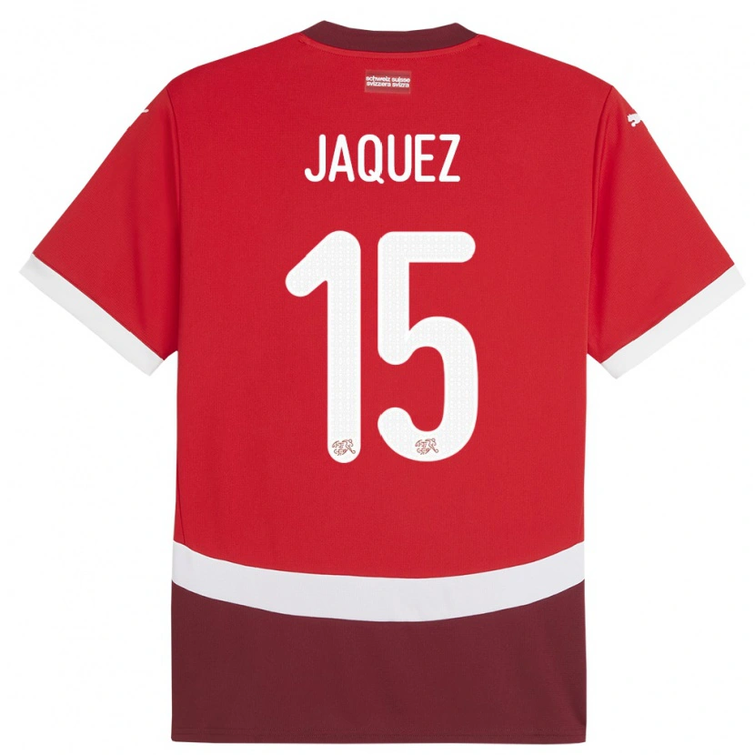 Danxen Børn Schweiz Luca Jaquez #15 Rød Hjemmebane Spillertrøjer 24-26 Trøje T-Shirt