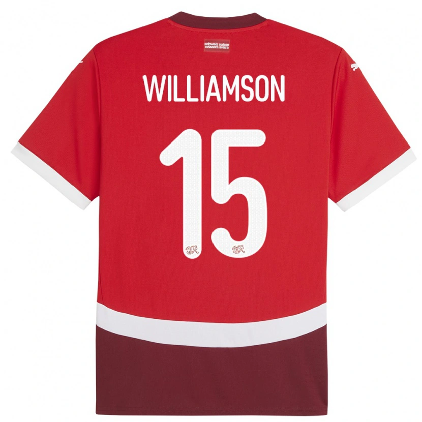 Danxen Børn Schweiz Joachim Williamson #15 Rød Hjemmebane Spillertrøjer 24-26 Trøje T-Shirt