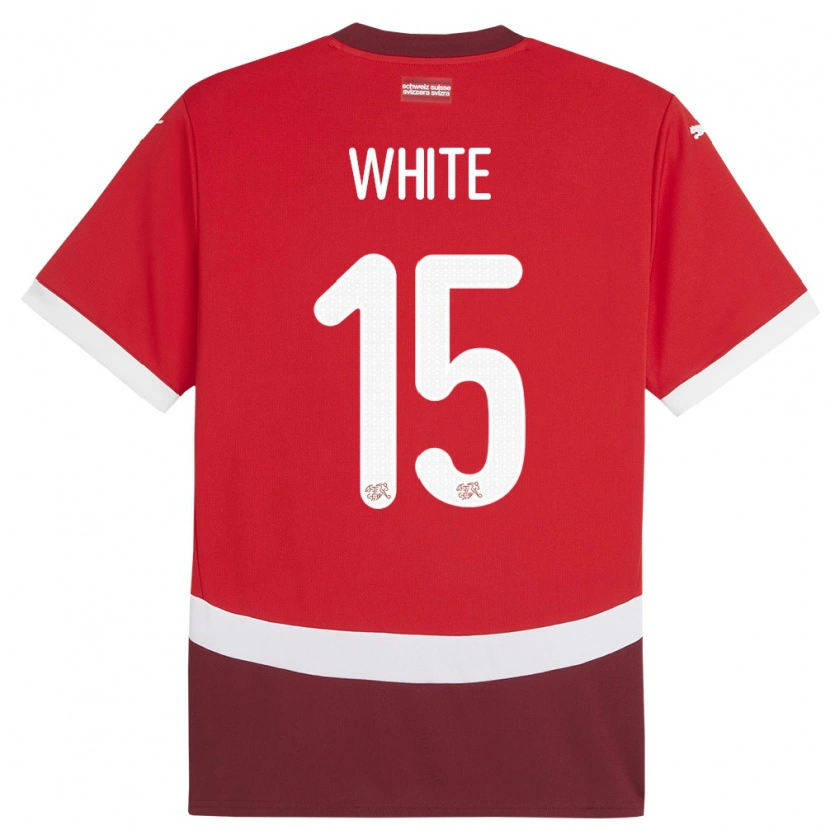 Danxen Børn Schweiz Leon White #15 Rød Hjemmebane Spillertrøjer 24-26 Trøje T-Shirt