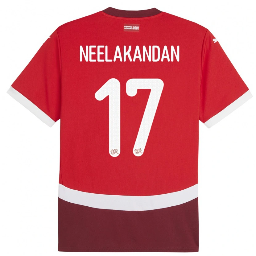 Danxen Børn Schweiz Ranjan Neelakandan #17 Rød Hjemmebane Spillertrøjer 24-26 Trøje T-Shirt