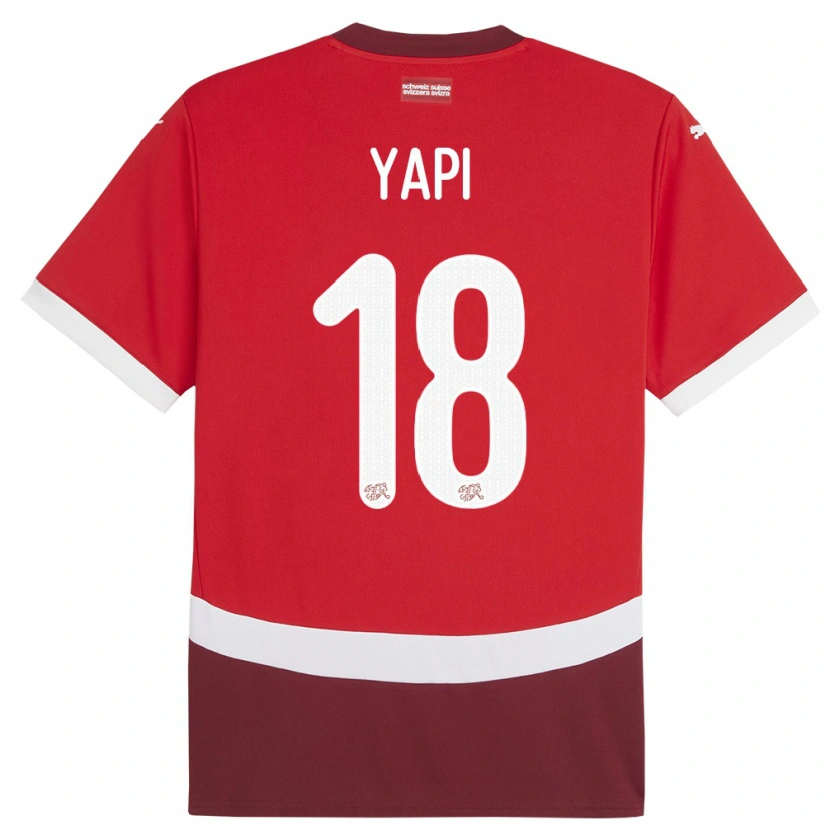 Danxen Børn Schweiz Josue Yapi #18 Rød Hjemmebane Spillertrøjer 24-26 Trøje T-Shirt