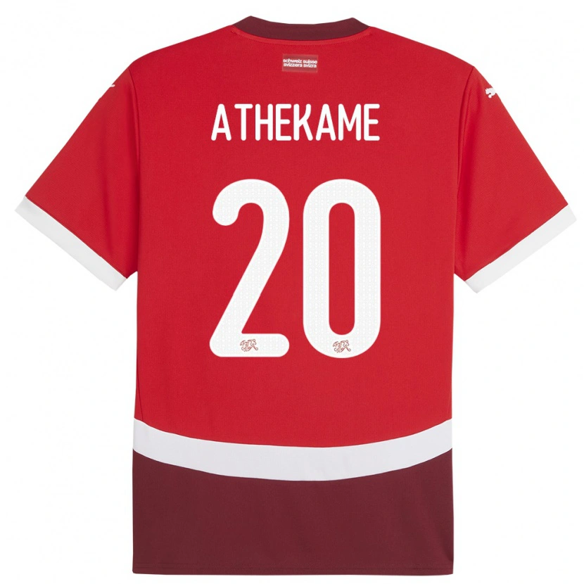 Danxen Børn Schweiz Zachary Athekame #20 Rød Hjemmebane Spillertrøjer 24-26 Trøje T-Shirt