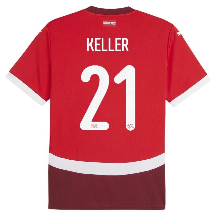 Danxen Børn Schweiz Marvin Keller #21 Rød Hjemmebane Spillertrøjer 24-26 Trøje T-Shirt