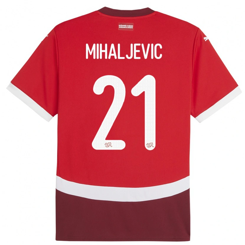 Danxen Børn Schweiz Mark Mihaljevic #21 Rød Hjemmebane Spillertrøjer 24-26 Trøje T-Shirt