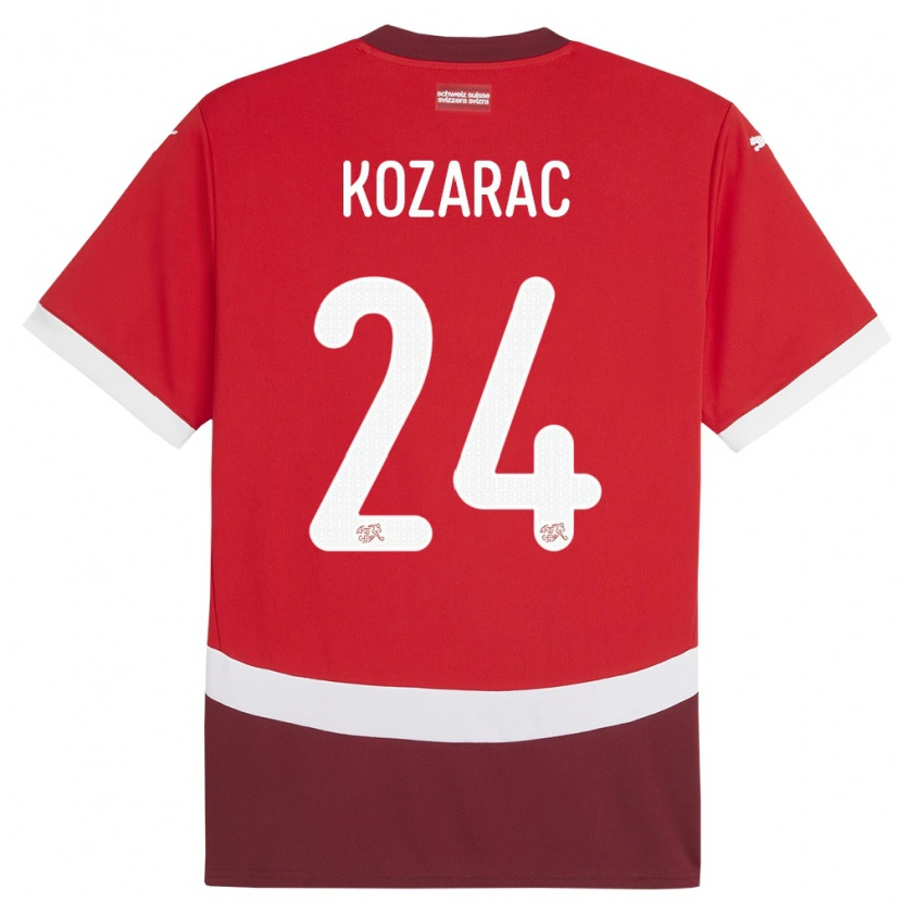 Danxen Børn Schweiz Haris Kozarac #24 Rød Hjemmebane Spillertrøjer 24-26 Trøje T-Shirt