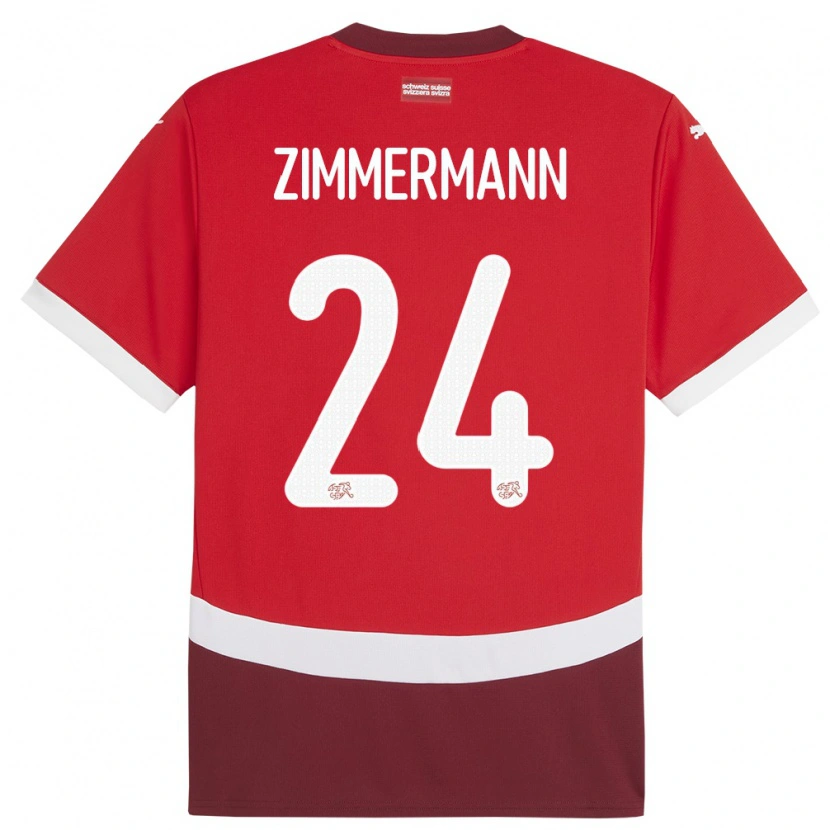 Danxen Børn Schweiz Mio Zimmermann #24 Rød Hjemmebane Spillertrøjer 24-26 Trøje T-Shirt