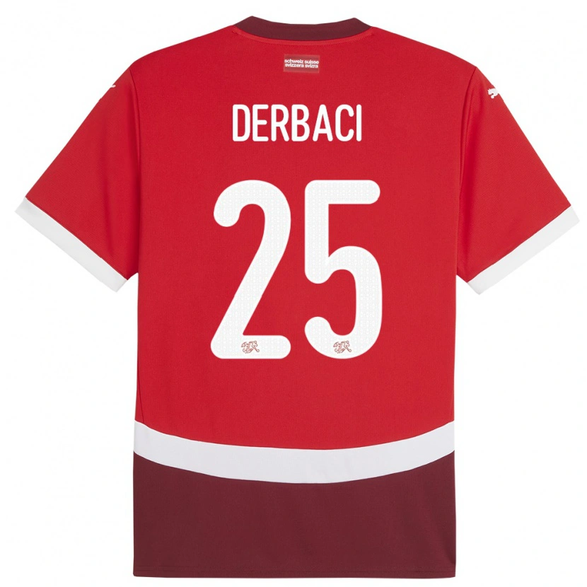 Danxen Børn Schweiz Dorian Derbaci #25 Rød Hjemmebane Spillertrøjer 24-26 Trøje T-Shirt