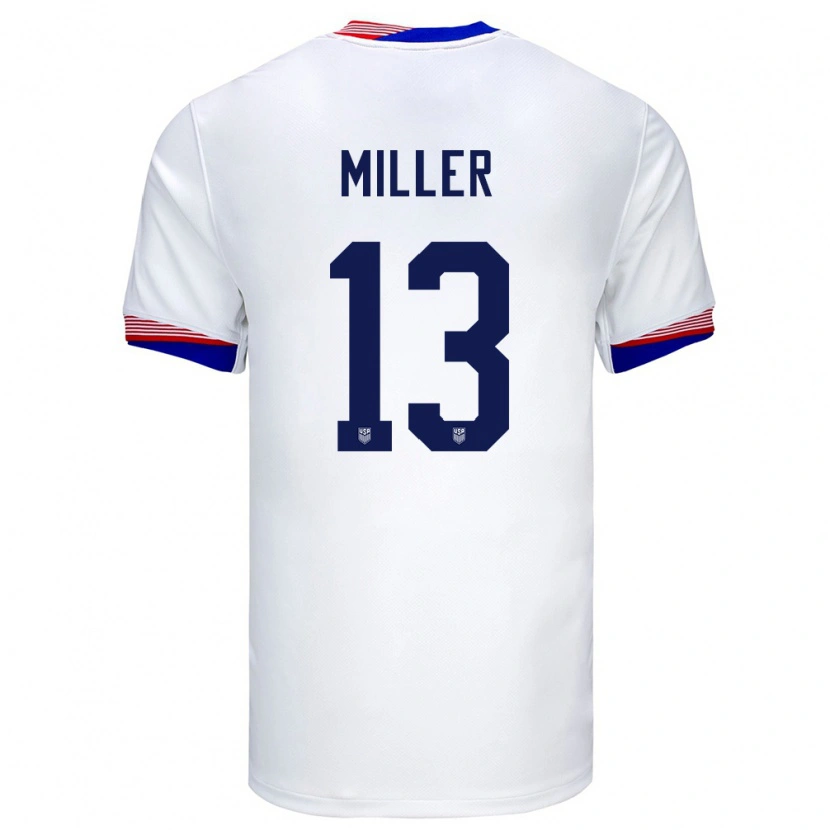 Danxen Børn Usa Peyton Miller #13 Hvid Hjemmebane Spillertrøjer 24-26 Trøje T-Shirt