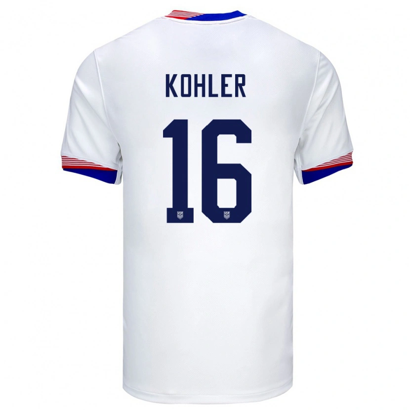 Danxen Børn Usa Ethan Kohler #16 Hvid Hjemmebane Spillertrøjer 24-26 Trøje T-Shirt