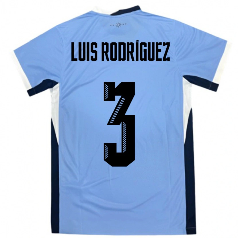 Danxen Børn Uruguay José Luis Rodríguez #3 Hvid Sort Hjemmebane Spillertrøjer 24-26 Trøje T-Shirt