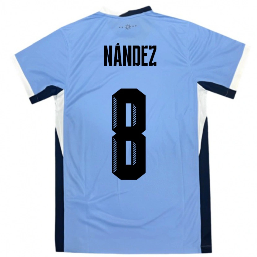 Danxen Børn Uruguay Nahitan Nández #8 Hvid Sort Hjemmebane Spillertrøjer 24-26 Trøje T-Shirt