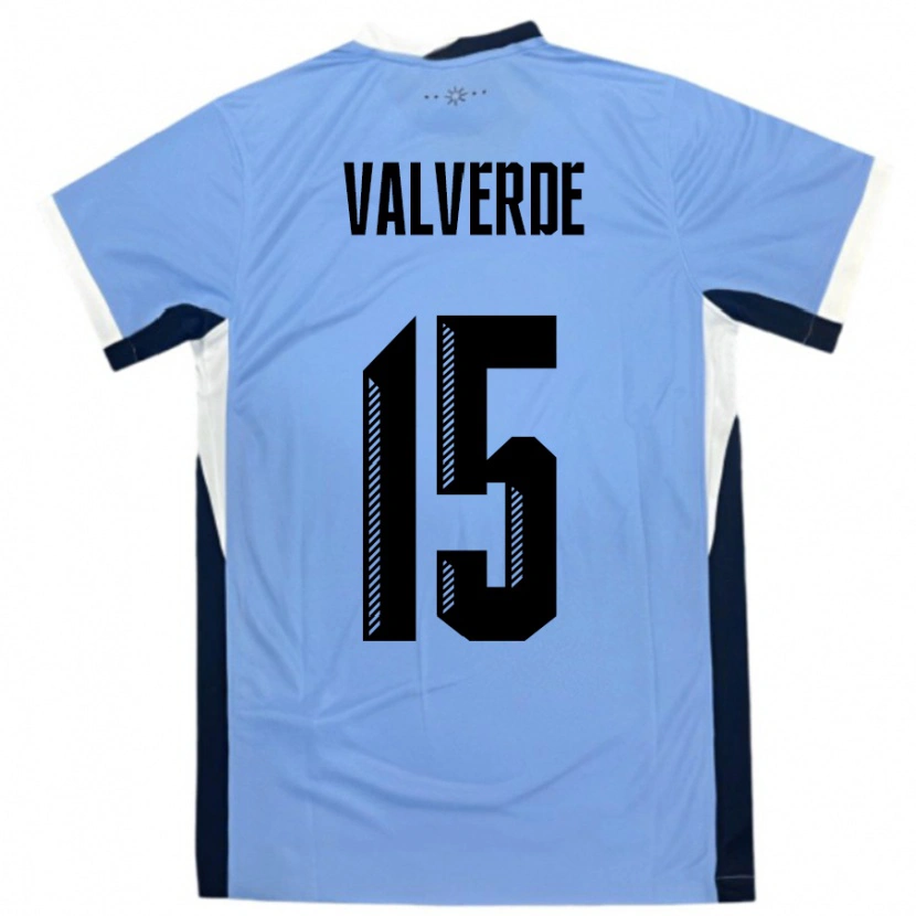 Danxen Børn Uruguay Federico Valverde #15 Hvid Sort Hjemmebane Spillertrøjer 24-26 Trøje T-Shirt