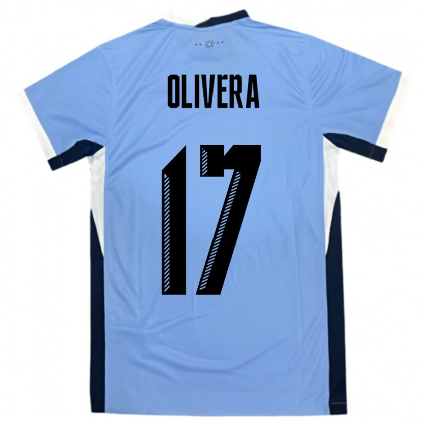 Danxen Børn Uruguay Cristian Olivera #17 Hvid Sort Hjemmebane Spillertrøjer 24-26 Trøje T-Shirt