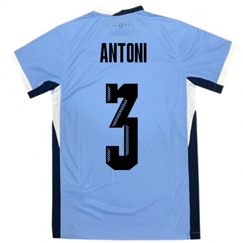 Danxen Børn Uruguay Mateo Antoni #3 Hvid Sort Hjemmebane Spillertrøjer 24-26 Trøje T-Shirt