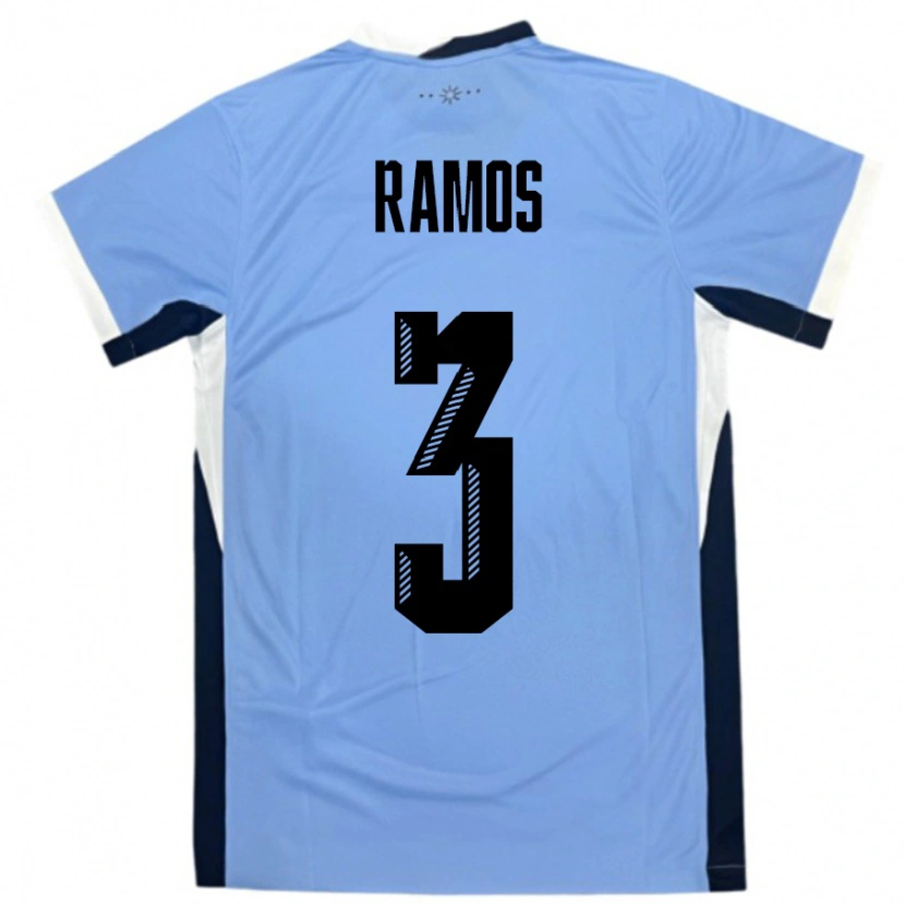 Danxen Børn Uruguay Nicolás Ramos #3 Hvid Sort Hjemmebane Spillertrøjer 24-26 Trøje T-Shirt