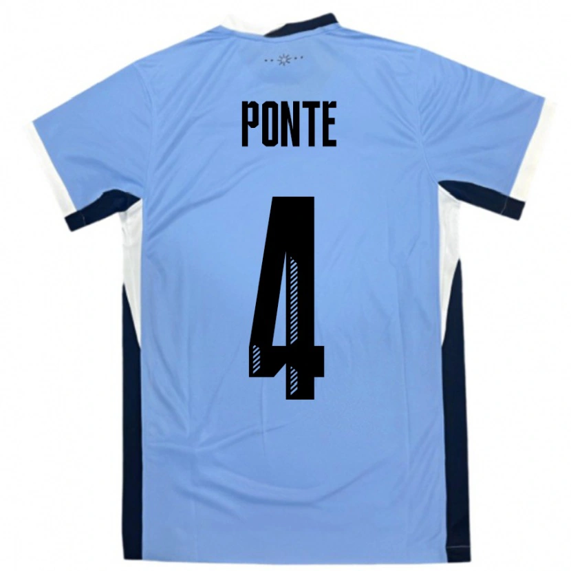 Danxen Børn Uruguay Mateo Ponte #4 Hvid Sort Hjemmebane Spillertrøjer 24-26 Trøje T-Shirt