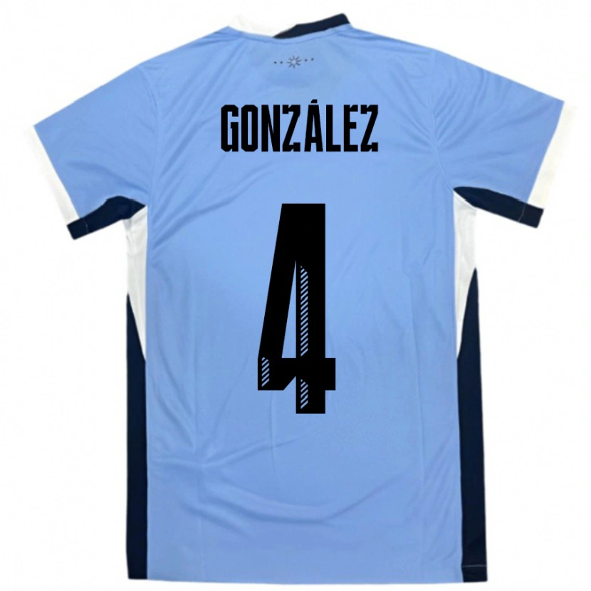 Danxen Børn Uruguay Facundo González #4 Hvid Sort Hjemmebane Spillertrøjer 24-26 Trøje T-Shirt