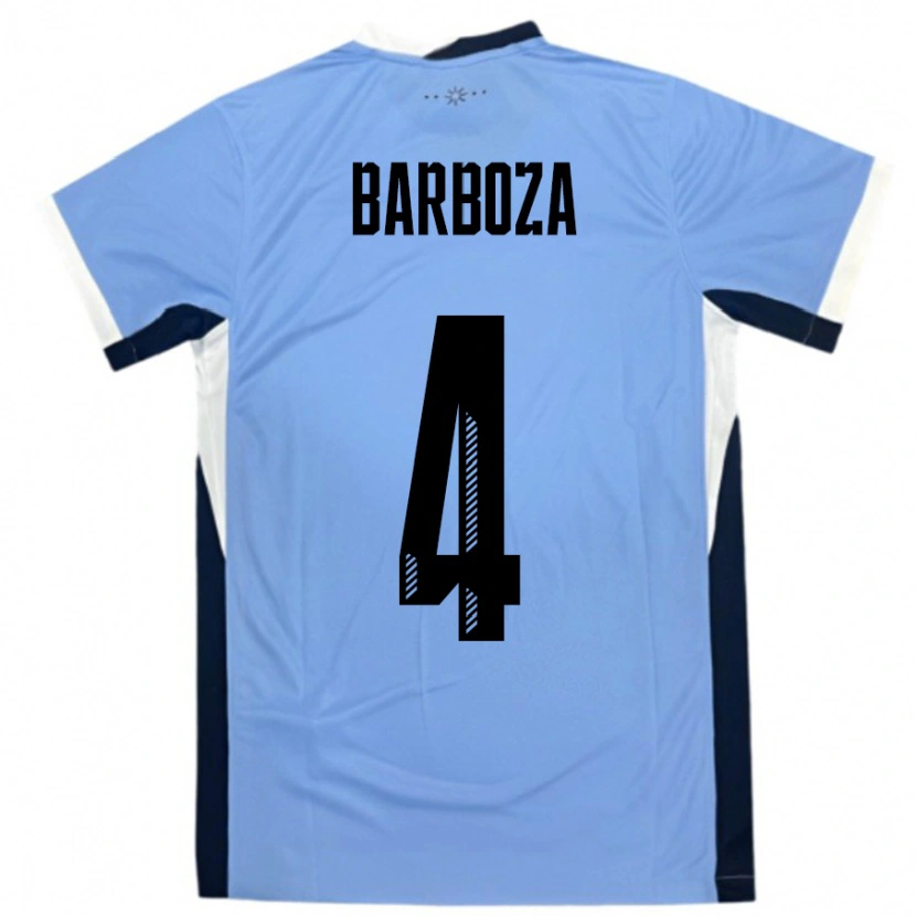 Danxen Børn Uruguay Brian Barboza #4 Hvid Sort Hjemmebane Spillertrøjer 24-26 Trøje T-Shirt