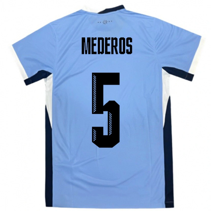 Danxen Børn Uruguay Rodrigo Mederos #5 Hvid Sort Hjemmebane Spillertrøjer 24-26 Trøje T-Shirt