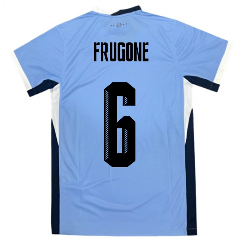 Danxen Børn Uruguay Axel Frugone #6 Hvid Sort Hjemmebane Spillertrøjer 24-26 Trøje T-Shirt