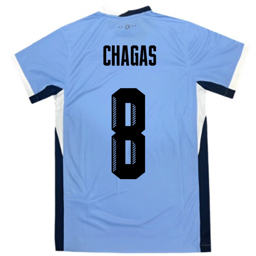 Danxen Børn Uruguay Rodrigo Chagas #8 Hvid Sort Hjemmebane Spillertrøjer 24-26 Trøje T-Shirt