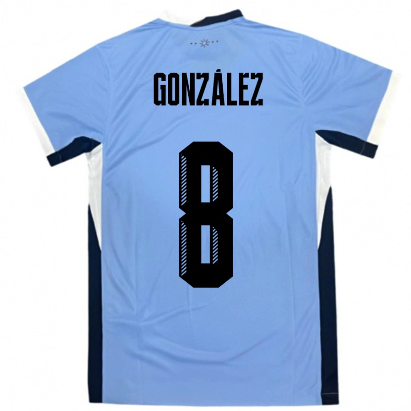 Danxen Børn Uruguay Luciano Gonzalez #8 Hvid Sort Hjemmebane Spillertrøjer 24-26 Trøje T-Shirt