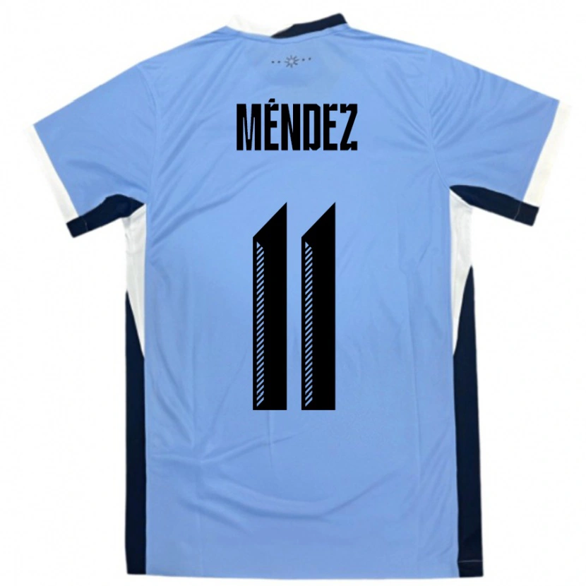 Danxen Børn Uruguay Axel Méndez #11 Hvid Sort Hjemmebane Spillertrøjer 24-26 Trøje T-Shirt