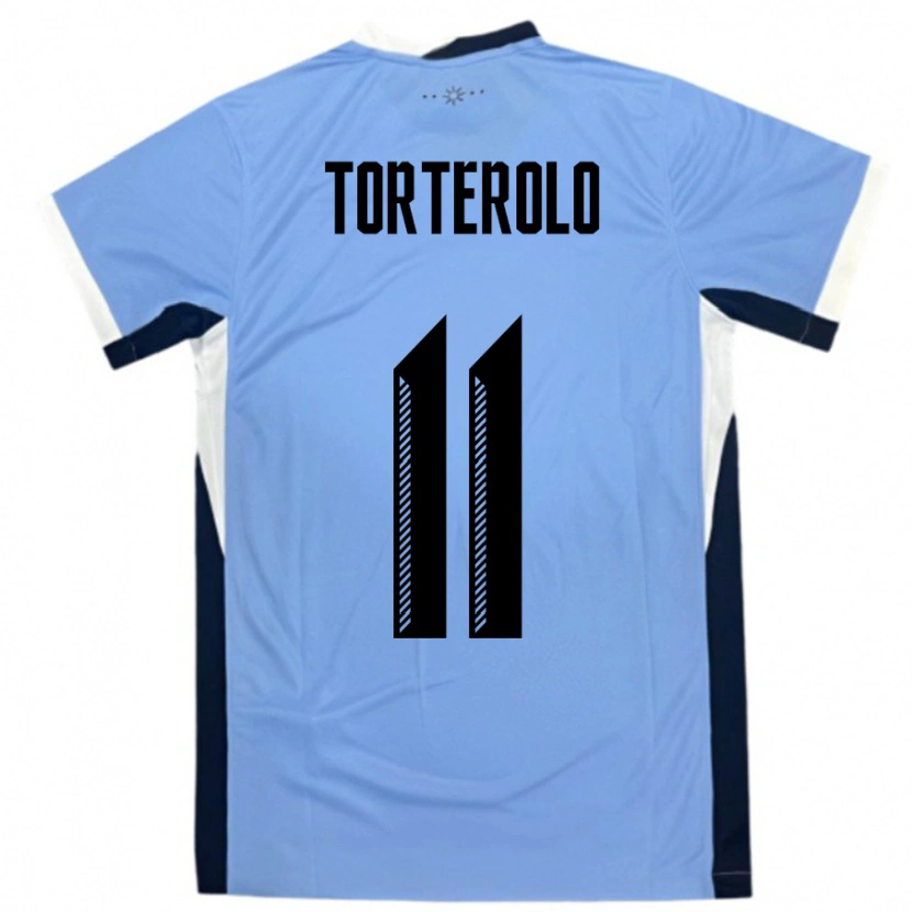 Danxen Børn Uruguay Alan Torterolo #11 Hvid Sort Hjemmebane Spillertrøjer 24-26 Trøje T-Shirt