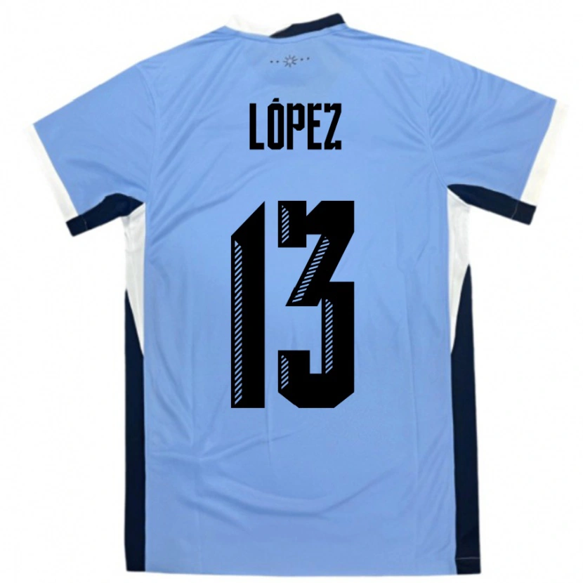 Danxen Børn Uruguay Nahuel López #13 Hvid Sort Hjemmebane Spillertrøjer 24-26 Trøje T-Shirt