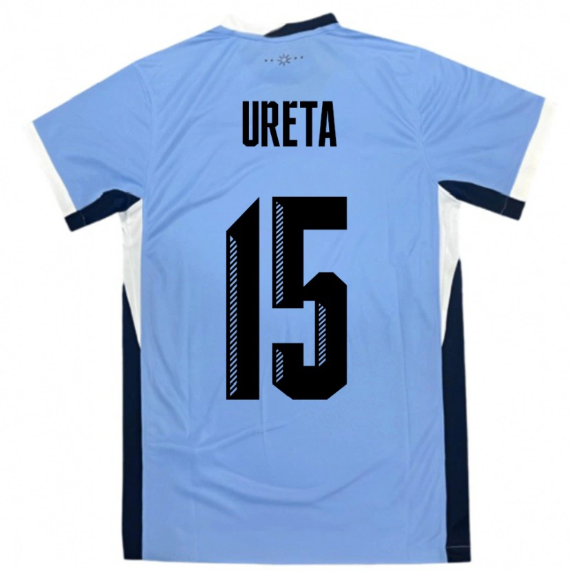 Danxen Børn Uruguay Mateo Ureta #15 Hvid Sort Hjemmebane Spillertrøjer 24-26 Trøje T-Shirt