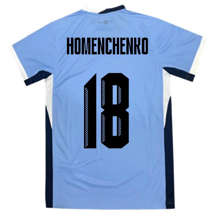 Danxen Børn Uruguay Santiago Homenchenko #18 Hvid Sort Hjemmebane Spillertrøjer 24-26 Trøje T-Shirt