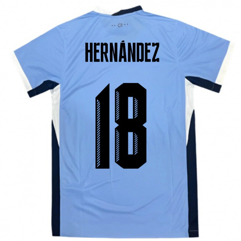 Danxen Børn Uruguay Tomás Hernández #18 Hvid Sort Hjemmebane Spillertrøjer 24-26 Trøje T-Shirt