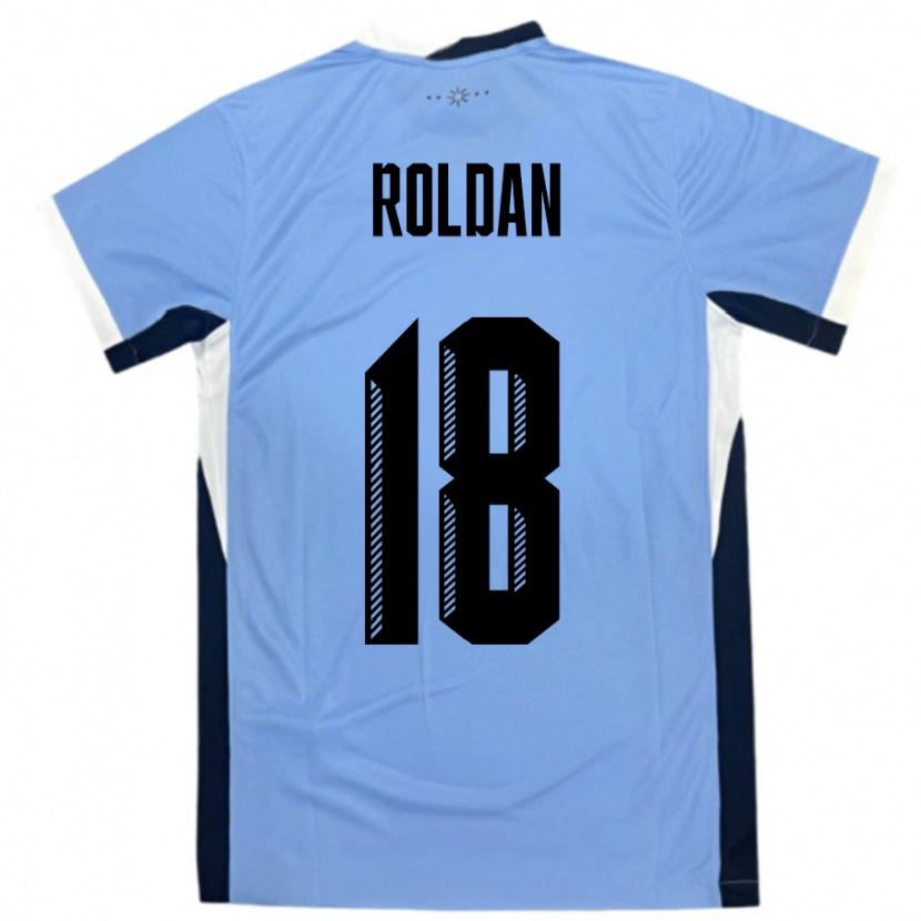 Danxen Børn Uruguay Thiago Roldan #18 Hvid Sort Hjemmebane Spillertrøjer 24-26 Trøje T-Shirt