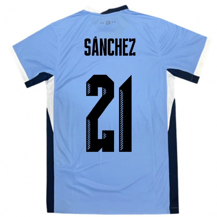 Danxen Børn Uruguay Renzo Sánchez #21 Hvid Sort Hjemmebane Spillertrøjer 24-26 Trøje T-Shirt