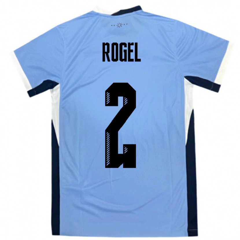 Danxen Børn Uruguay Agustin Rogel #2 Hvid Sort Hjemmebane Spillertrøjer 24-26 Trøje T-Shirt