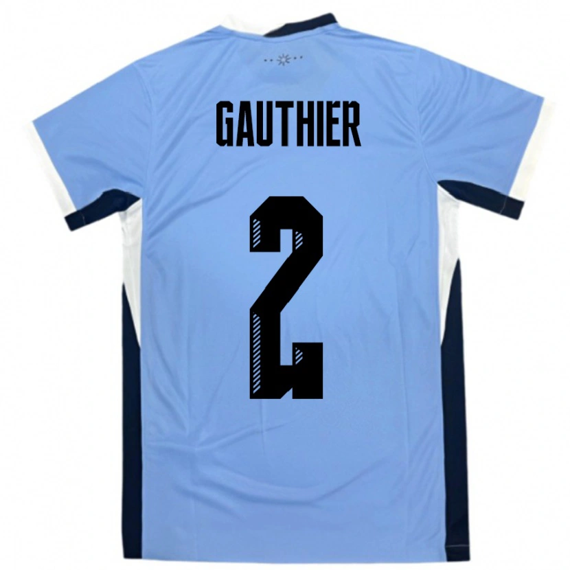 Danxen Børn Uruguay Valentin Gauthier #2 Hvid Sort Hjemmebane Spillertrøjer 24-26 Trøje T-Shirt