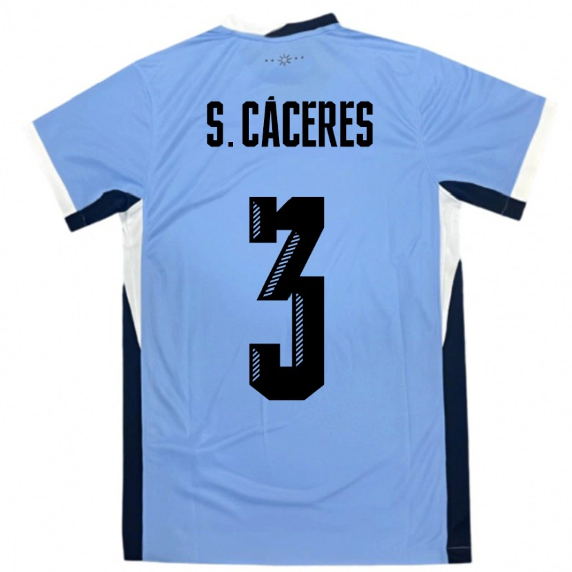 Danxen Børn Uruguay Sebastian Caceres #3 Hvid Sort Hjemmebane Spillertrøjer 24-26 Trøje T-Shirt