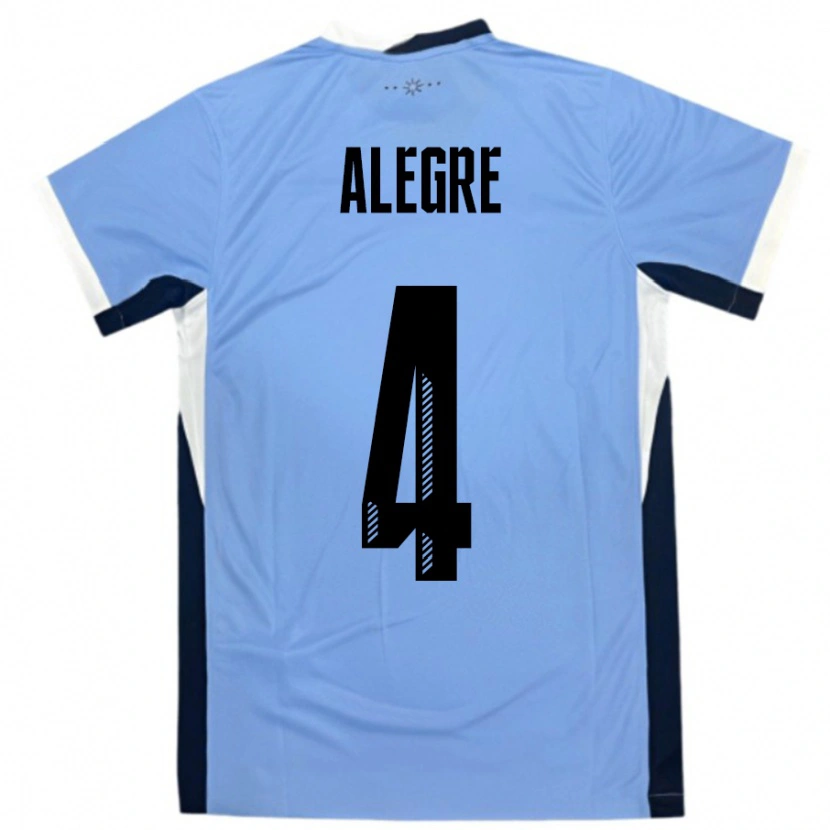 Danxen Børn Uruguay Ignacio Alegre #4 Hvid Sort Hjemmebane Spillertrøjer 24-26 Trøje T-Shirt