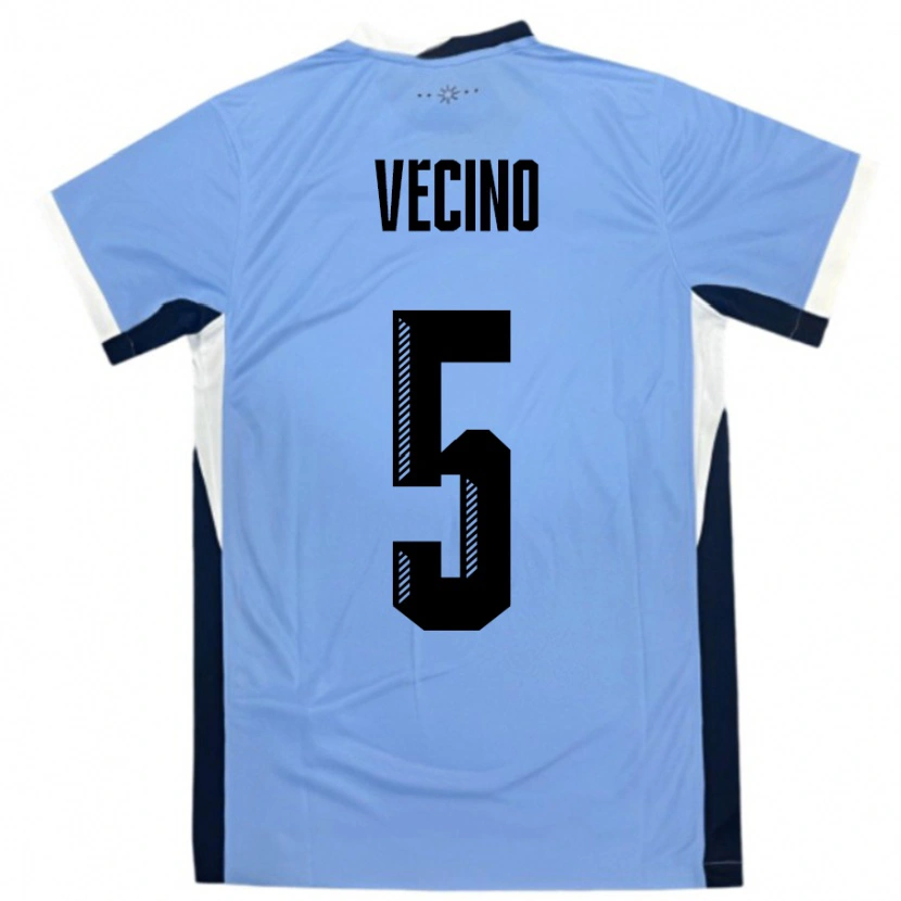 Danxen Børn Uruguay Matias Vecino #5 Hvid Sort Hjemmebane Spillertrøjer 24-26 Trøje T-Shirt