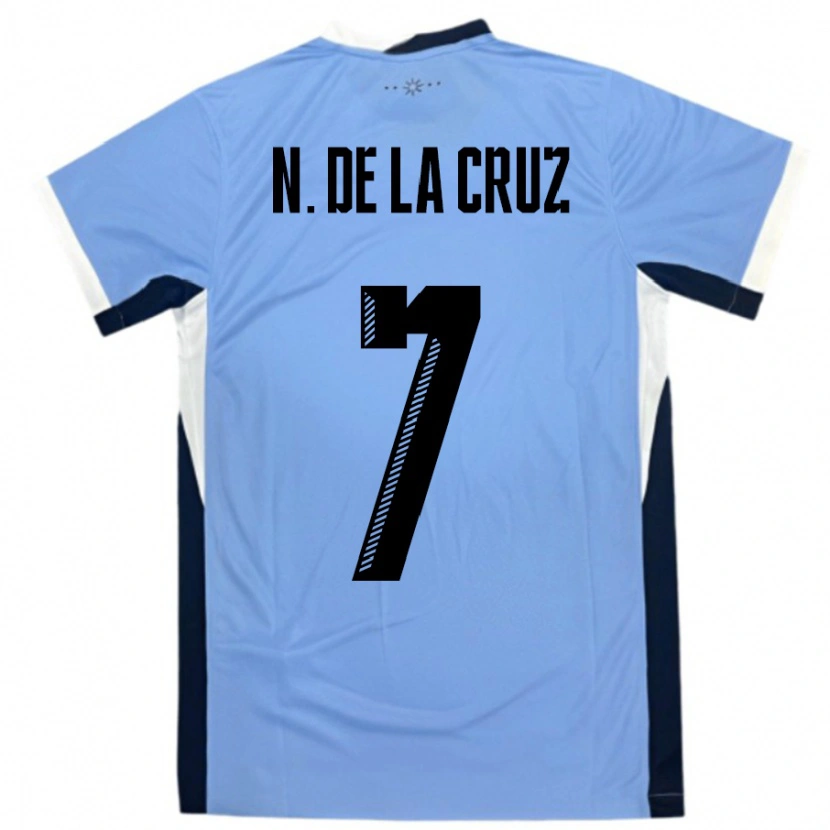 Danxen Børn Uruguay Nicolas De La Cruz #7 Hvid Sort Hjemmebane Spillertrøjer 24-26 Trøje T-Shirt