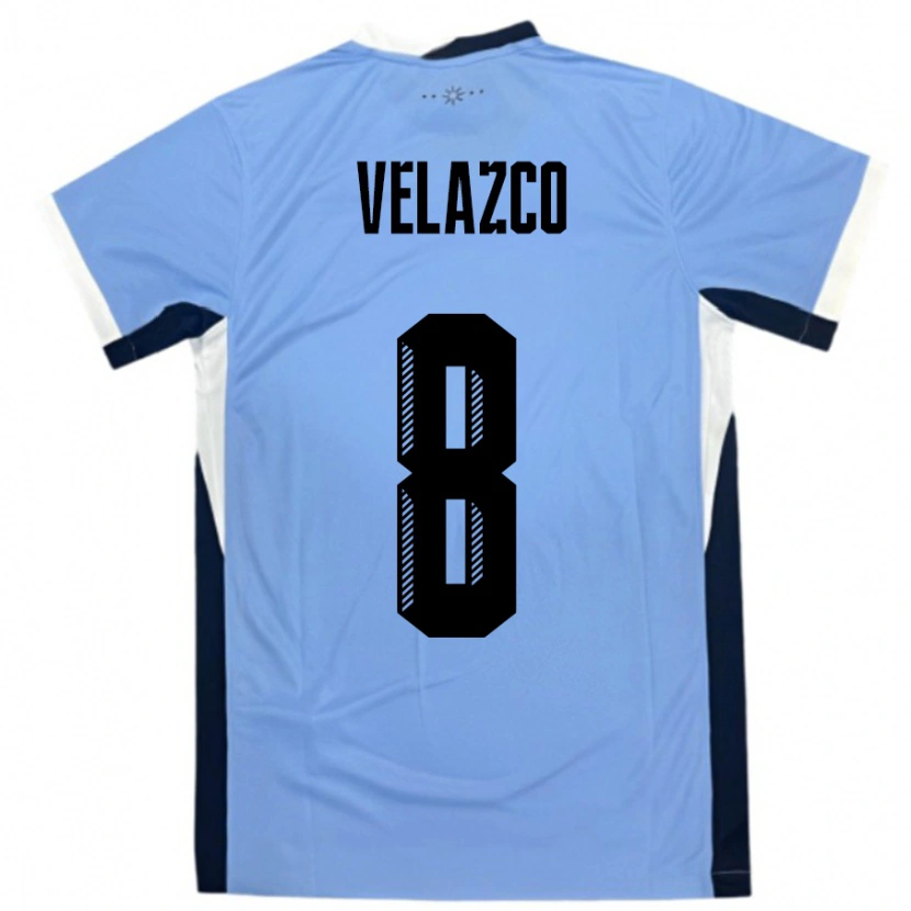 Danxen Børn Uruguay Ximena Velazco #8 Hvid Sort Hjemmebane Spillertrøjer 24-26 Trøje T-Shirt