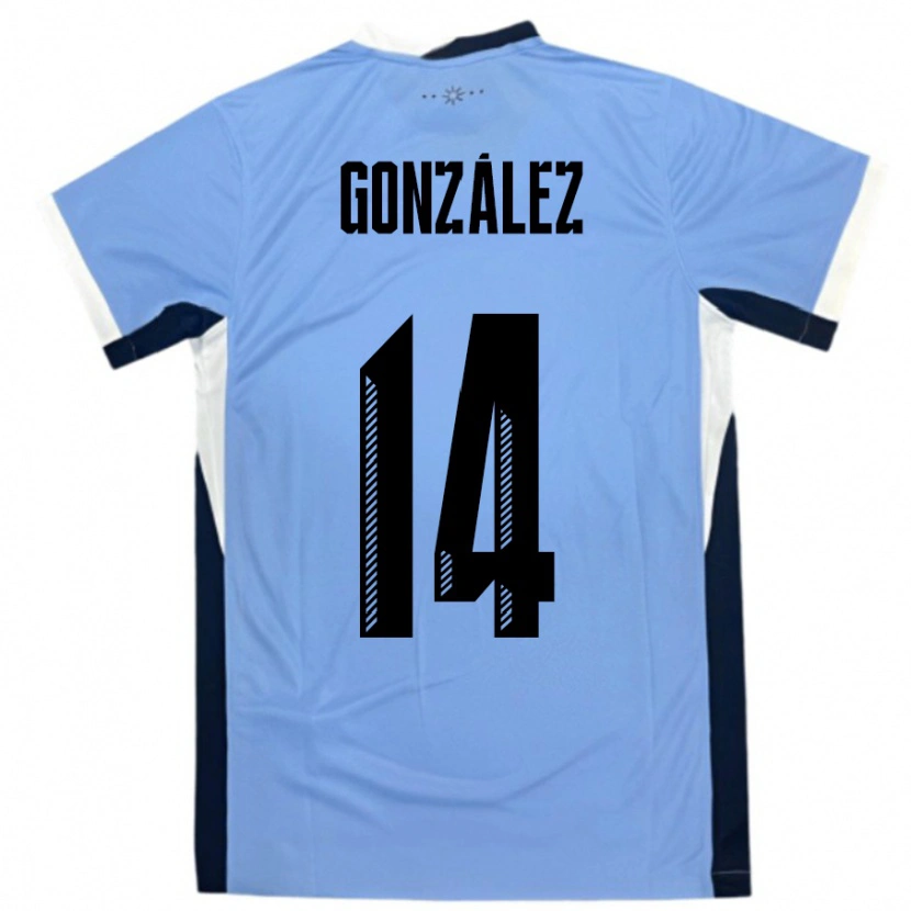 Danxen Børn Uruguay Pilar Gonzalez #14 Hvid Sort Hjemmebane Spillertrøjer 24-26 Trøje T-Shirt