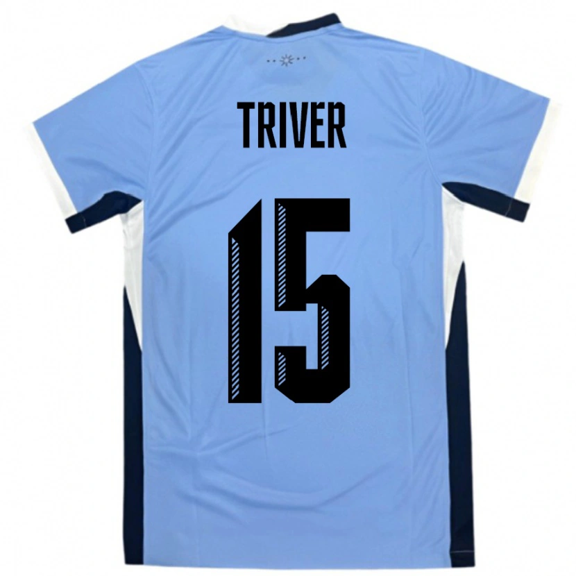 Danxen Børn Uruguay Francisco Triver #15 Hvid Sort Hjemmebane Spillertrøjer 24-26 Trøje T-Shirt