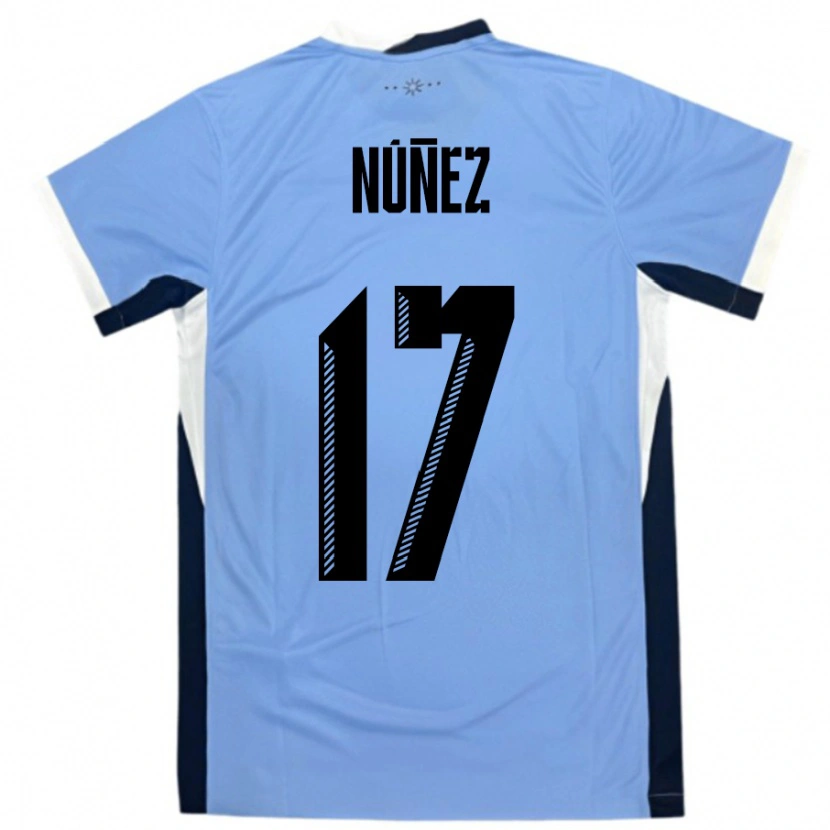 Danxen Børn Uruguay Facundo Nunez #17 Hvid Sort Hjemmebane Spillertrøjer 24-26 Trøje T-Shirt