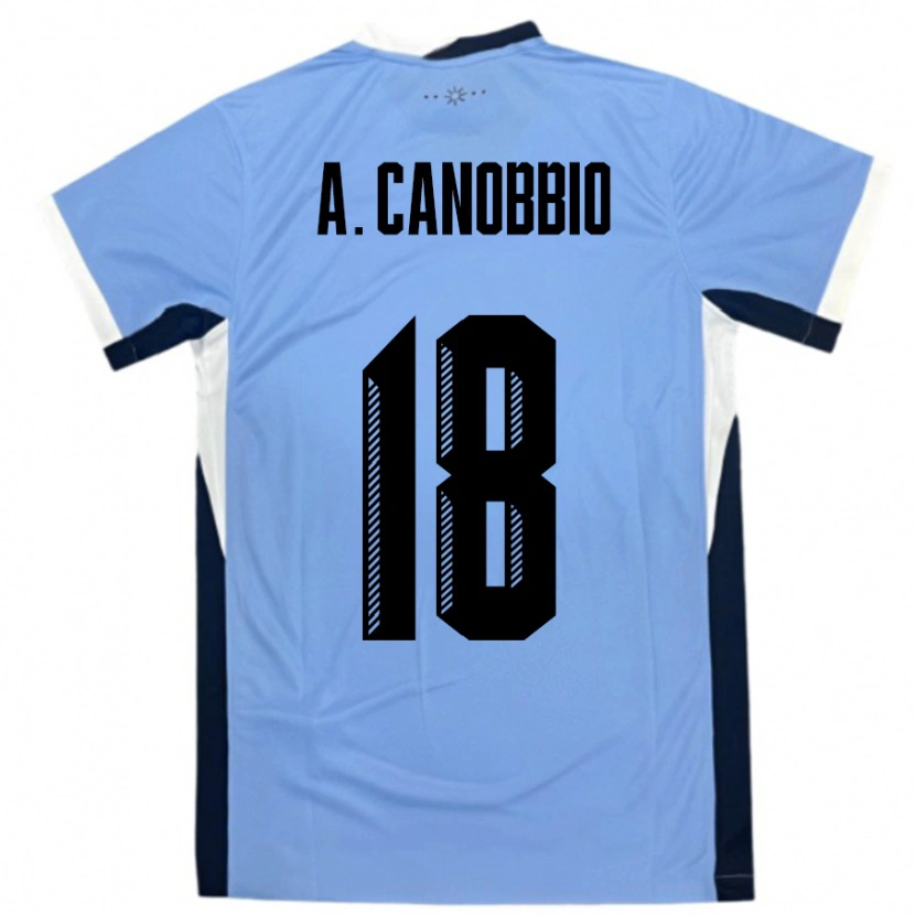 Danxen Børn Uruguay Agustin Canobbio #18 Hvid Sort Hjemmebane Spillertrøjer 24-26 Trøje T-Shirt