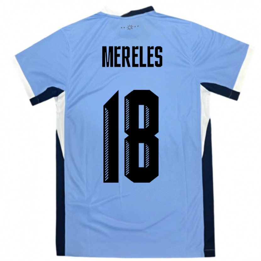 Danxen Børn Uruguay Exequiel Mereles #18 Hvid Sort Hjemmebane Spillertrøjer 24-26 Trøje T-Shirt