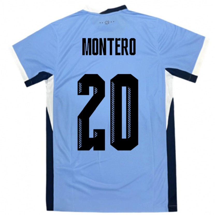 Danxen Børn Uruguay Alfonso Montero #20 Hvid Sort Hjemmebane Spillertrøjer 24-26 Trøje T-Shirt