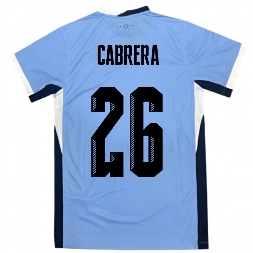 Danxen Børn Uruguay Leandro Cabrera #26 Hvid Sort Hjemmebane Spillertrøjer 24-26 Trøje T-Shirt